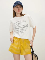 T-shirt à col côtelé et motif floral