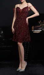 Robe midi à décolleté plongeant et sequins 