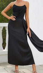 Robe midi bandage sans manches noire