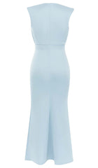 Robe sans manches fendue sur la cuisse bleu clair