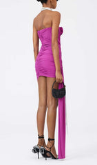 Robe mini bustier froncée violette