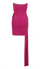Robe mini bustier froncée violette