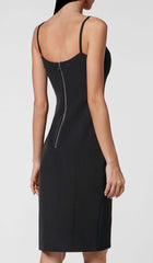 Robe midi bandage à bretelles noire