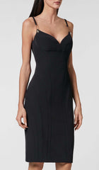 Robe midi bandage à bretelles noire