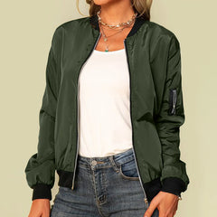 Manteau de printemps à col montant et fermeture éclair unie