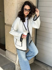 Manteau en maille patchwork à lacets