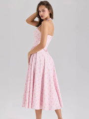 Robe midi bustier à imprimé floral