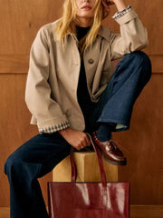 Trench-coat à carreaux à revers
