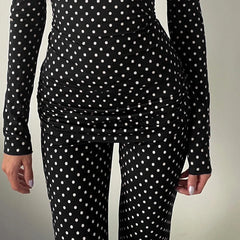 Pantalon slim bootcut à pois