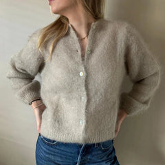 Cardigan court vintage à boutons en maille unie