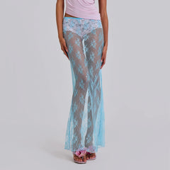 Jupe transparente vintage en dentelle florale