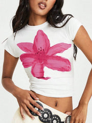 T-shirt décontracté fleuri coupe slim
