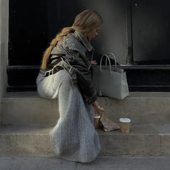 Manteau en cuir tressé à lacets Splice