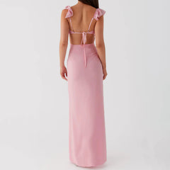 Robe moulante unie à col V et coupe ajustée