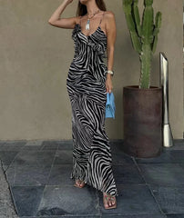Robe maxi imprimée à volants style streetwear