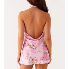 Robe de vacances trapèze à col bénitier et imprimé floral
