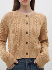 Gilet court en maille à fleurs torsadées