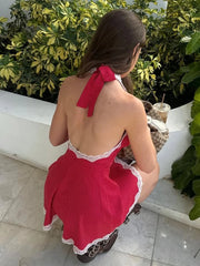 Robe mini dos nu en dentelle léopard