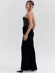 Robe longue moulante bustier sans manches pour soirée