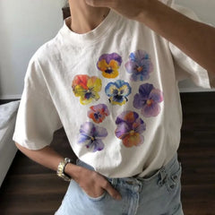 T-shirt bébé à col rond et motif floral