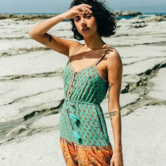 Robe bohème courte à bretelles sans manches en rayonne à fleurs