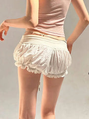 Short en jean taille basse à fermeture éclair