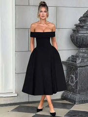 Robe midi portefeuille épaules dénudées