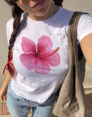 T-shirt bébé drôle à motif hibiscus tropical