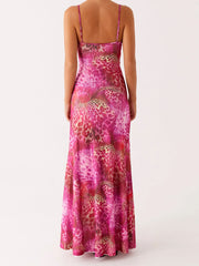 Robe longue à fines bretelles et imprimé floral