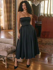 Robe midi plissée bustier trapèze