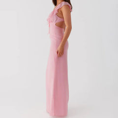 Robe moulante unie à col V et coupe ajustée
