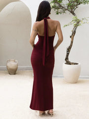 Robe moulante transparente en maille ajourée pour soirée