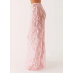 Jupe longue transparente en dentelle florale style années 2000