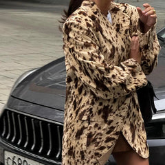 Blazer à revers imprimés et ceinture
