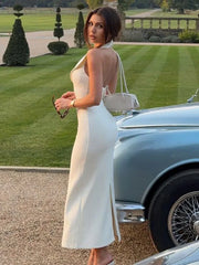Robe longue moulante dos nu à col V