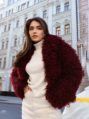 Manteau d'hiver oversize en fausse fourrure de renard