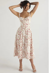 Robe dos nu unie à imprimé floral haut de gamme
