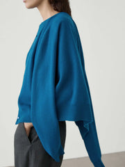 Cardigan court minimaliste à col rond en maille
