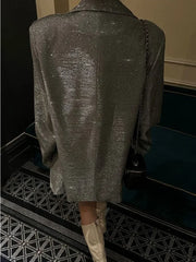 Manteau à revers à poches pailletées