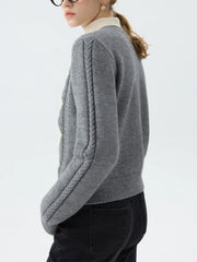 Cardigan en maille jacquard à col rond pour le bureau