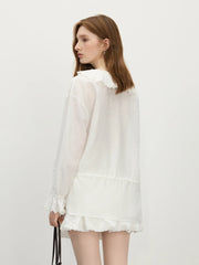 Blouse botanique élégante à manches à volants