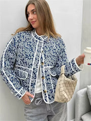 Manteau à poches contrastées imprimées