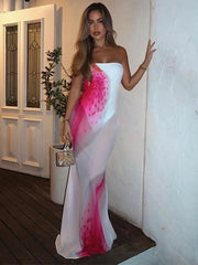 Robe de vacances bustier à imprimé floral en maille