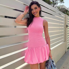 Robe mini-bulle dos nu en tricot