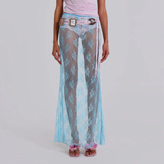 Jupe transparente vintage en dentelle florale