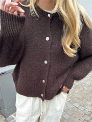 Gilet chaud en maille duveteuse à boutons