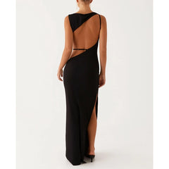 Robe moulante sans manches à motif boa, couleur unie