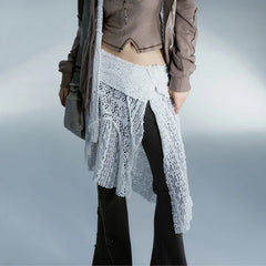 Jupe blanche asymétrique en dentelle grunge