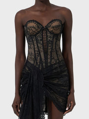 Robe mini bustier à corset lacé
