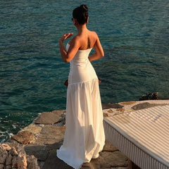 Robe de bal bustier ajourée pour vacances à la plage